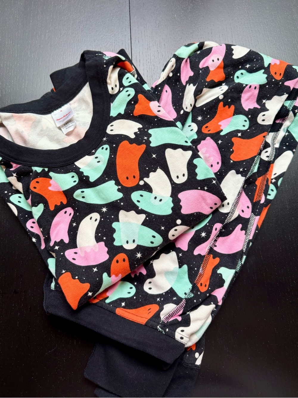 Women’s Medium Hanna Andersson Black Ghost Print Pajama Set - Multicolor Ghosts
